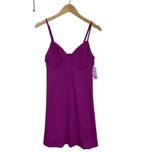 Wild Fable Fitted Mini Dress in Plum Purple Ribbed Fabric NEW Size Large